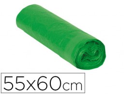 Rollo 15 bolsas basura verdes 120µ cierra fácil 55x60cm. 23l.